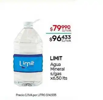 Nini Mayorista Limit Agua Mineral S Gas x6,50 lts oferta
