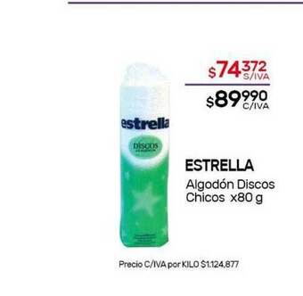 Nini Mayorista Estrella Algodón Discos Chicos x 80g oferta
