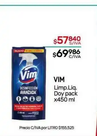 Nini Mayorista Vim Limp. Liq. Doy Pack x 450ml oferta