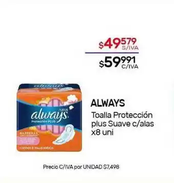 Nini Mayorista Always Toalla Protección Plus Suave C Alas x 8uni oferta