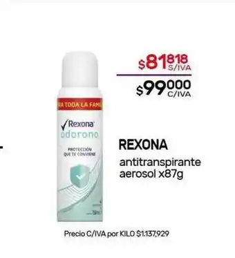 Nini Mayorista Rexona Antitranspirante Aerosol x 87g oferta