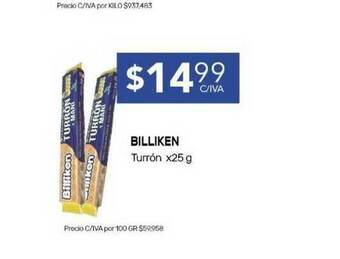 Nini Mayorista Billiken Turrón x 25g oferta
