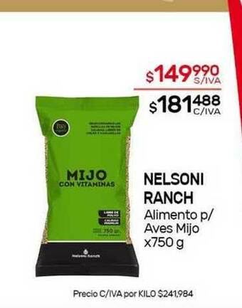 Nini Mayorista Nelsoni Ranch Alimento P Aves Mijo x 750g oferta