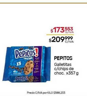 Nini Mayorista Pepitos Galletitas C Chips De Choc. x 357 g oferta