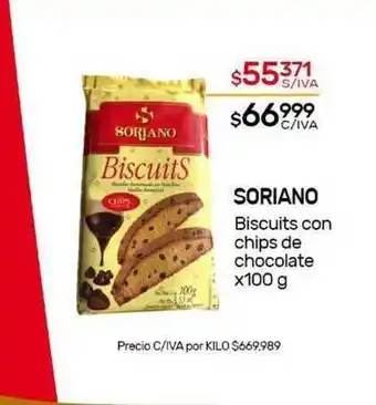 Nini Mayorista Soriano Biscuits Con Chips De Chocolate x 100 g oferta