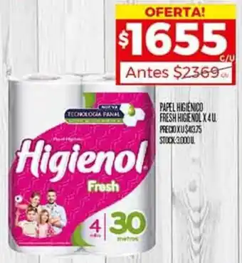 Supermercados DIA PAPEL HIGIENICO FRESH HIGIENOL X 4U oferta