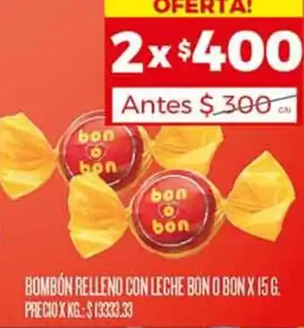 Supermercados DIA BOMBÓN RELLENO CON LECHE BON O BON X 15G oferta