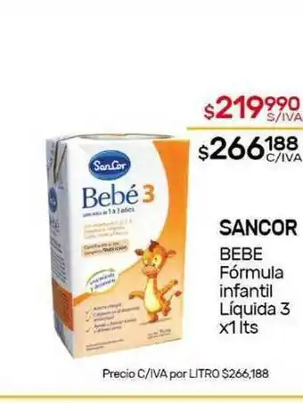Nini Mayorista Sancor Bebe Fórmula Infantil Líquida 3 x 1 lts oferta