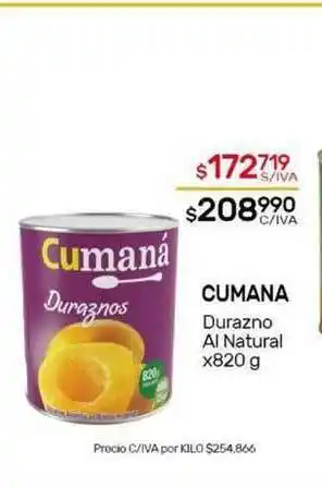 Nini Mayorista Cumana Durazno Al Natural x 820 g oferta