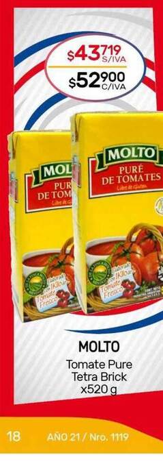 Nini Mayorista Molto Tomate Pure Tetra Brick oferta