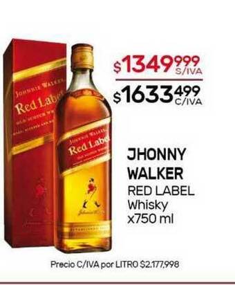 Nini Mayorista Jhonny Walker Red Label Whisky oferta