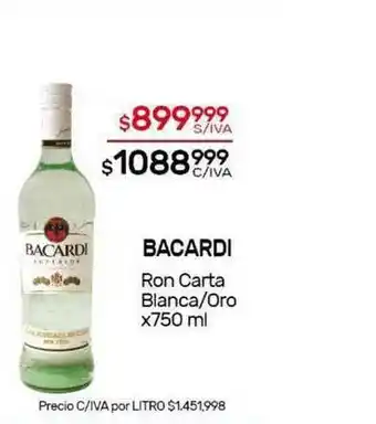 Nini Mayorista Bacardi Ron Carta Blanca Oro x 750 ml oferta