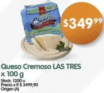 Supermercados Buenos Días Queso Cremoso LAS TRES x 100g oferta