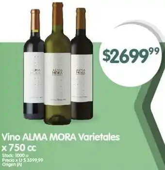 Supermercados Buenos Días Vino ALMA MORA Varietales x 750cc oferta