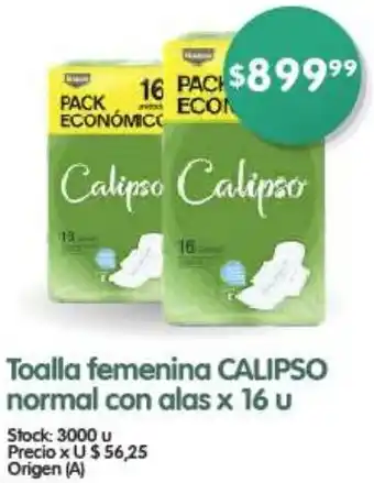 Supermercados Buenos Días Toalla femenina CALIPSO normal con alas x 16u oferta