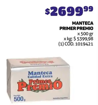 Makro MANTECA PRIMER PREMIO x 500gr oferta
