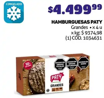 Makro HAMBURGUESAS PATY Grandes x 4u oferta