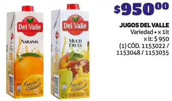 Makro JUGOS DEL VALLE Variedad x 1lt oferta