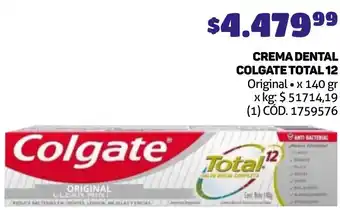 Makro CREMA DENTAL COLGATE TOTAL 12 Original x 140gr oferta