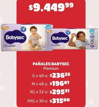 Makro PAÑALES BABYSEC G x 40u oferta