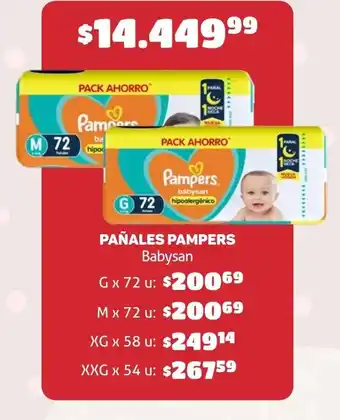 Makro PAÑALES PAMPERS Babysan G x 72u oferta