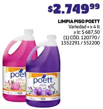 Makro LIMPIA PISO POETT Variedad x 4lt oferta