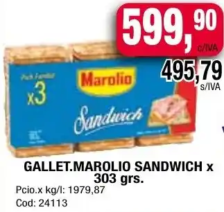 Maxiconsumo GALLET.MAROLIO SANDWICH x 303gr oferta