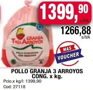 Maxiconsumo POLLO GRANJA 3 ARROYOS CONG. x kg oferta