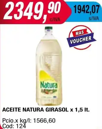 Maxiconsumo ACEITE NATURA GIRASOL x 1,5lt oferta
