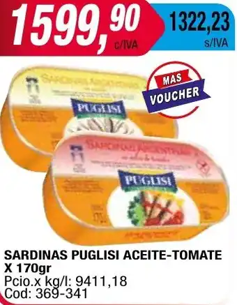 Maxiconsumo SARDINAS PUGLISI ACEITE-TOMATE X 170gr oferta
