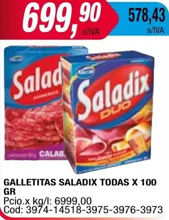Maxiconsumo GALLETITAS SALADIX TODAS x 100gr oferta