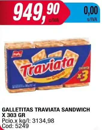 Maxiconsumo GALLETITAS TRAVIATA SANDWICH X 303GR oferta