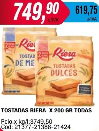 Maxiconsumo TOSTADAS RIERA X 200GR oferta
