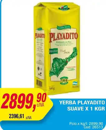 Maxiconsumo YERBA PLAYADITO SUAVE x 1kg oferta