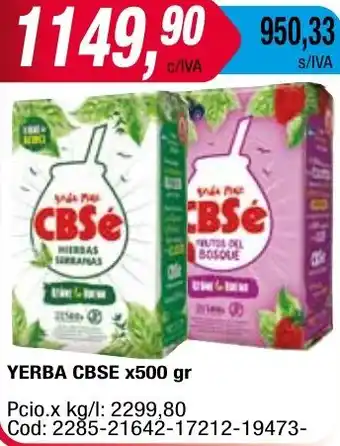 Maxiconsumo YERBA CBSE x 500gr oferta