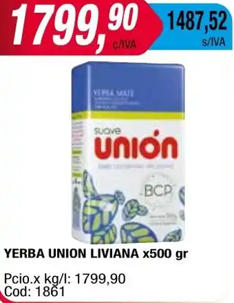 Maxiconsumo YERBA UNION LIVIANA x 500gr oferta