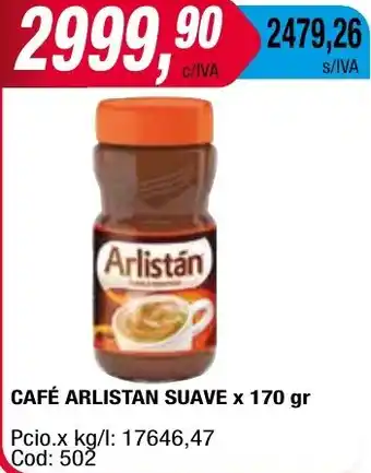Maxiconsumo CAFÉ ARLISTAN SUAVE x 170gr oferta