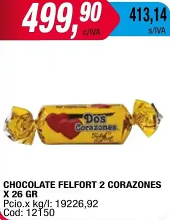 Maxiconsumo CHOCOLATE FELFORT 2 CORAZONES X 26GR oferta