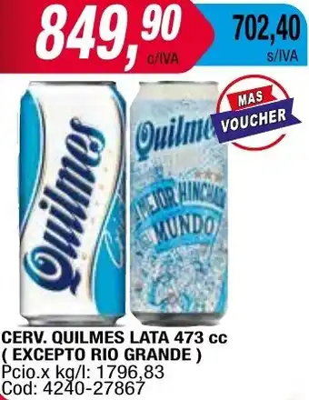 Maxiconsumo CERV. QUILMES LATA 473cc oferta