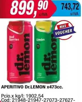 Maxiconsumo APERITIVO Dr. LEMON x 473cc oferta