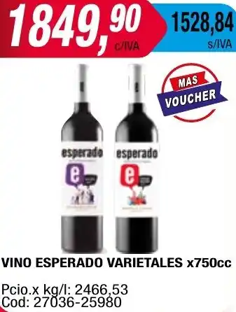 Maxiconsumo VINO ESPERADO VARIETALES x 750cc oferta