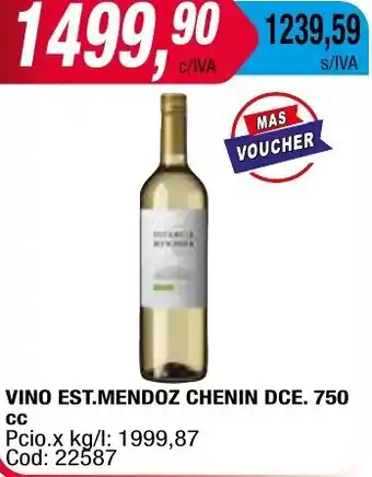 Maxiconsumo VINO EST.MENDOZ CHENIN DCE. 750CC oferta
