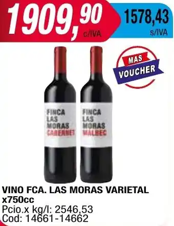 Maxiconsumo VINO FCA. LAS MORAS VARIETAL x 750cc oferta
