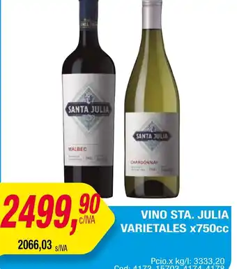 Maxiconsumo VINO STA. JULIA VARIETALES x 750cc oferta