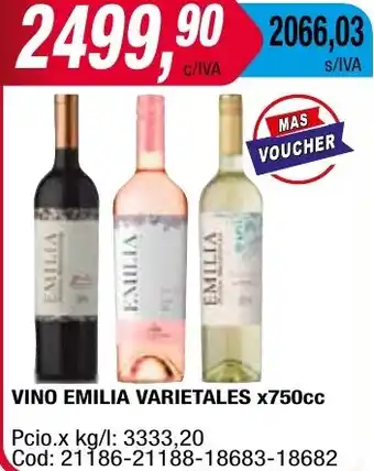 Maxiconsumo VINO EMILIA VARIETALES x 750cc oferta