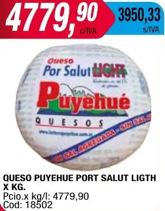 Maxiconsumo QUESO PUYEHUE PORT SALUT LIGTH X KG oferta