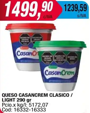 Maxiconsumo QUESO CASANCREM CLASICO / LIGHT 290gr oferta