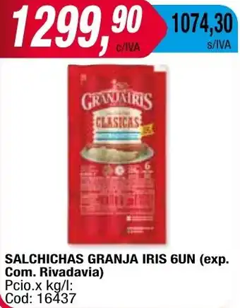 Maxiconsumo SALCHICHAS GRANJA IRIS 6UN oferta