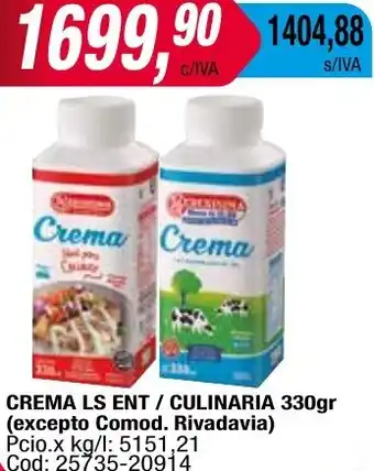 Maxiconsumo CREMA LS ENT / CULINARIA 330gr oferta