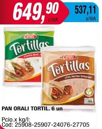 Maxiconsumo PAN ORALI TORTIL 6 un oferta